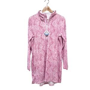 HDE Pink Paisley UPF 50 Hooded Swim Cover Up Dress Pockets NWT Medium